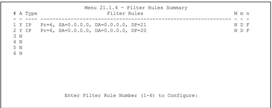 ZYXEL PRESTIGE 202H - Configuring a Filter Set - 3