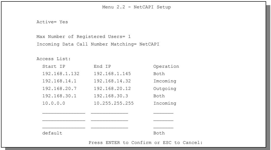 ZYXEL PRESTIGE 202H - Configuring NetCAPI - 1