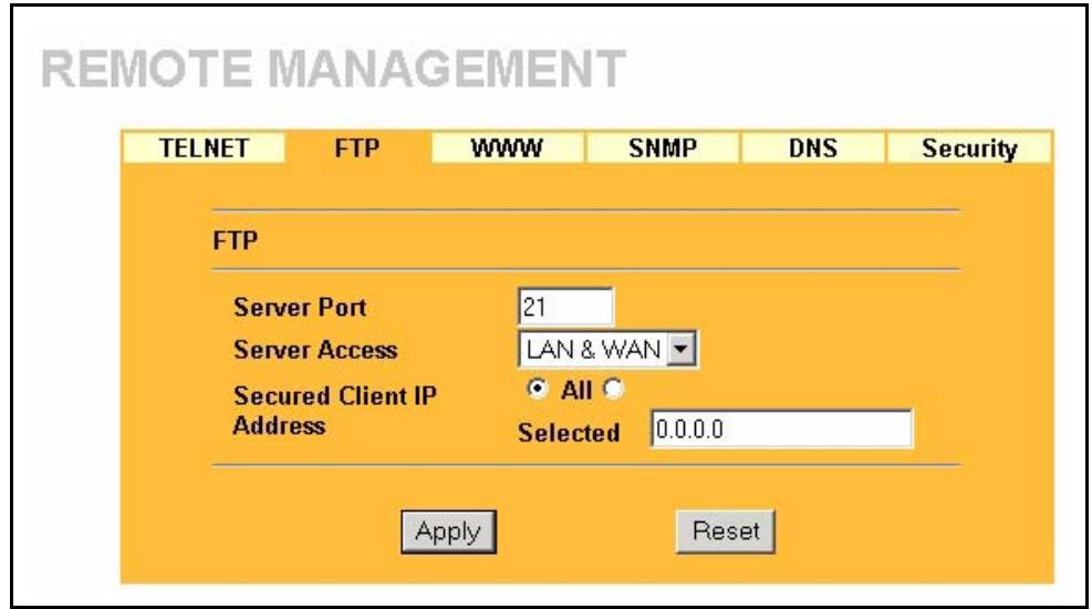 ZYXEL PRESTIGE 2302RL - Configuring FTP - 1