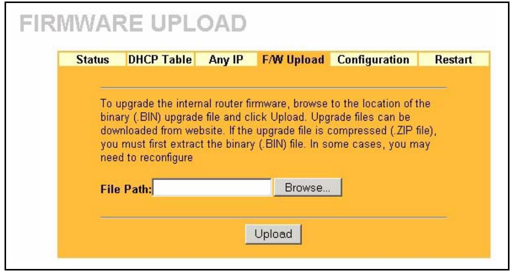 ZYXEL PRESTIGE 2302RL - F/W Upload Screen - 1