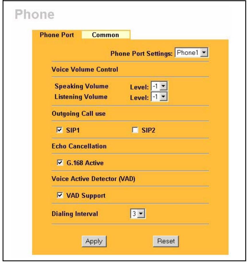 ZYXEL PRESTIGE 2302RL - Phone Port Configuration - 1
