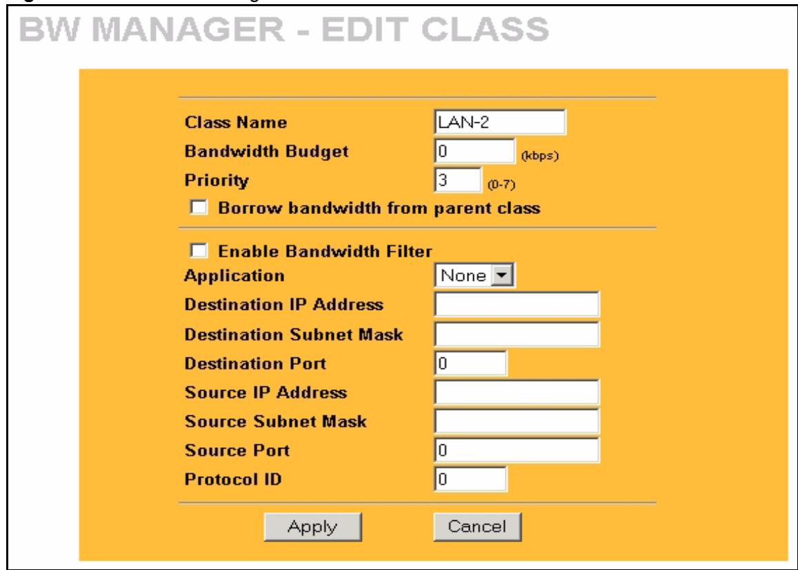 ZYXEL PRESTIGE 2302RL - Bandwidth Manager Class Configuration - 1