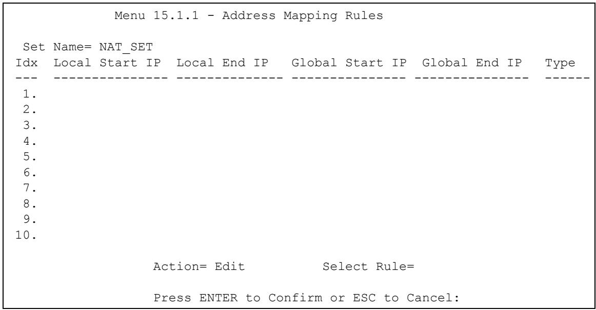 ZYXEL PRESTIGE 2302RL - User-Defined Address Mapping Sets - 1
