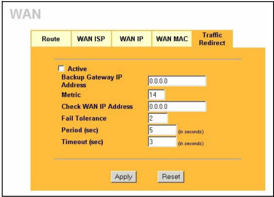 ZYXEL PRESTIGE 2302RL - Configuring Traffic Redirect - 1