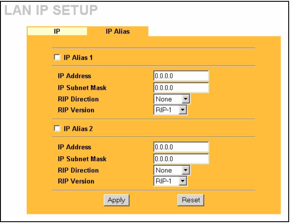 ZYXEL PRESTIGE 2302RL - Configuring IP Alias - 2