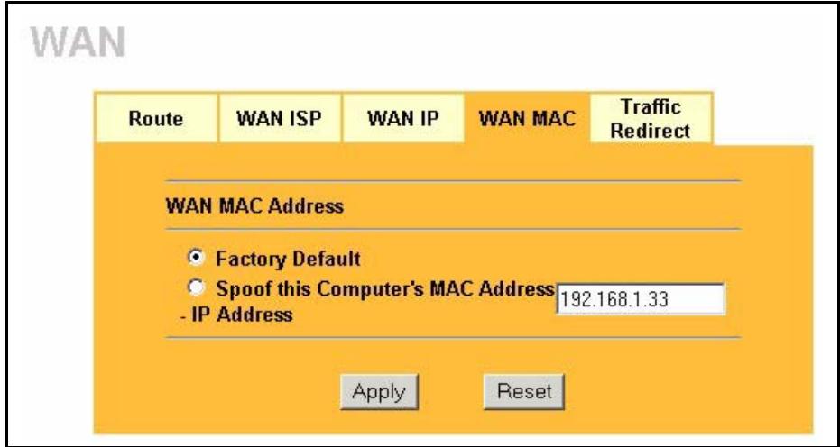 ZYXEL PRESTIGE 2302RL - Configuring WAN MAC - 1