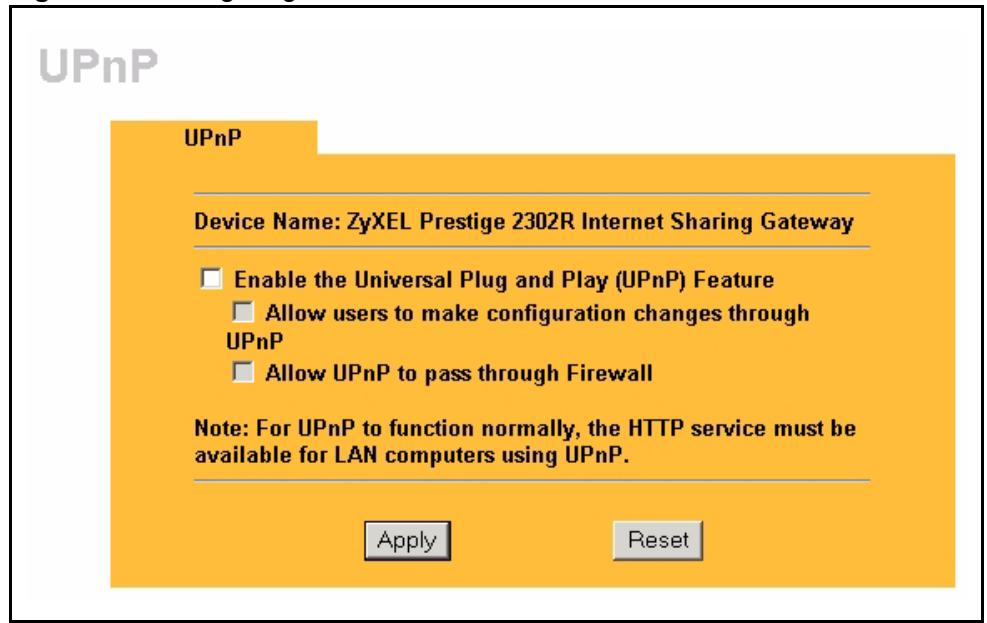 ZYXEL PRESTIGE 2302RL - Configuring UPnP - 1