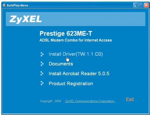 ZYXEL PRESTIGE 623 - Installation du logiciel/pilote USB sous Windows 2000/XP - 1