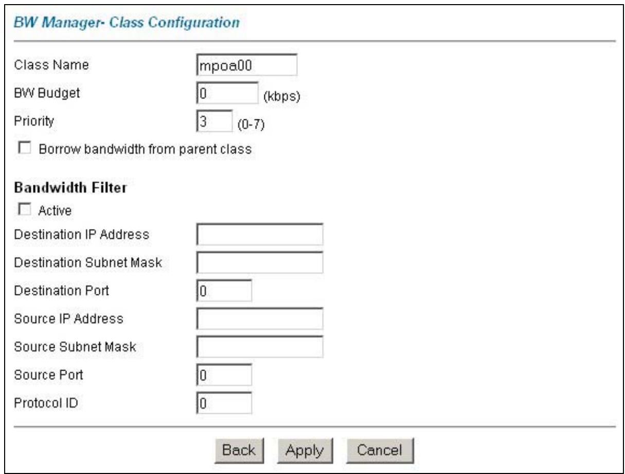 ZYXEL PRESTIGE 650H - Bandwidth Manager Class Configuration - 1