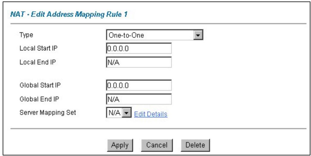ZYXEL PRESTIGE 650H - Editing an Address Mapping Rule - 1