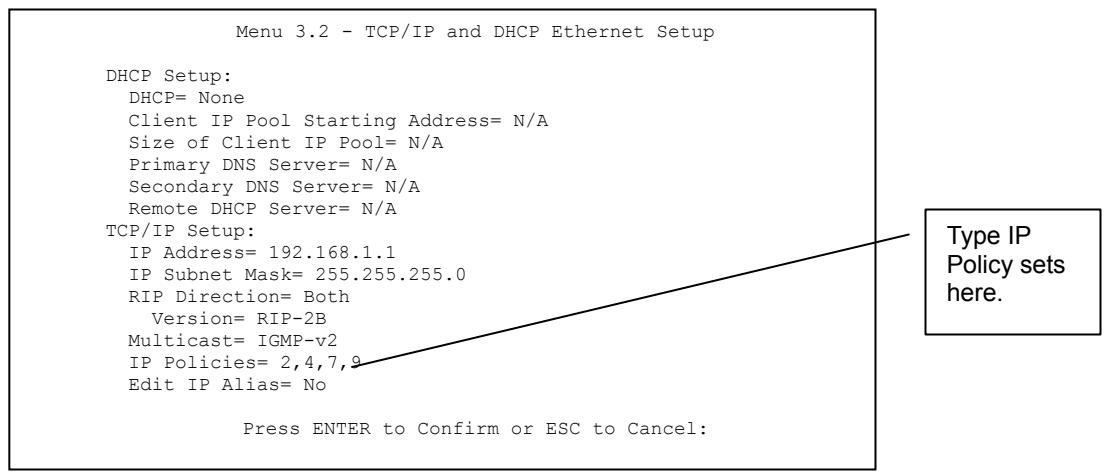 ZYXEL PRESTIGE 650H - Ethernet IP Policies - 1