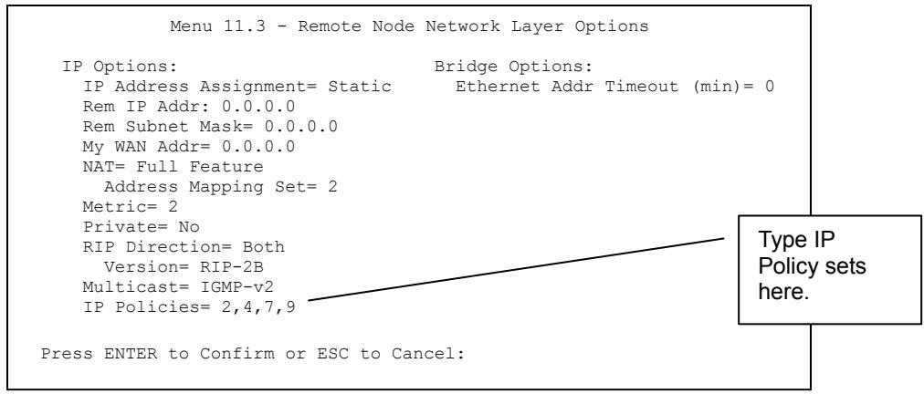 ZYXEL PRESTIGE 650H - Ethernet IP Policies - 2