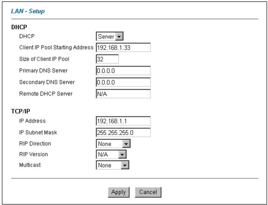 ZYXEL PRESTIGE 650H - Configuring LAN - 1