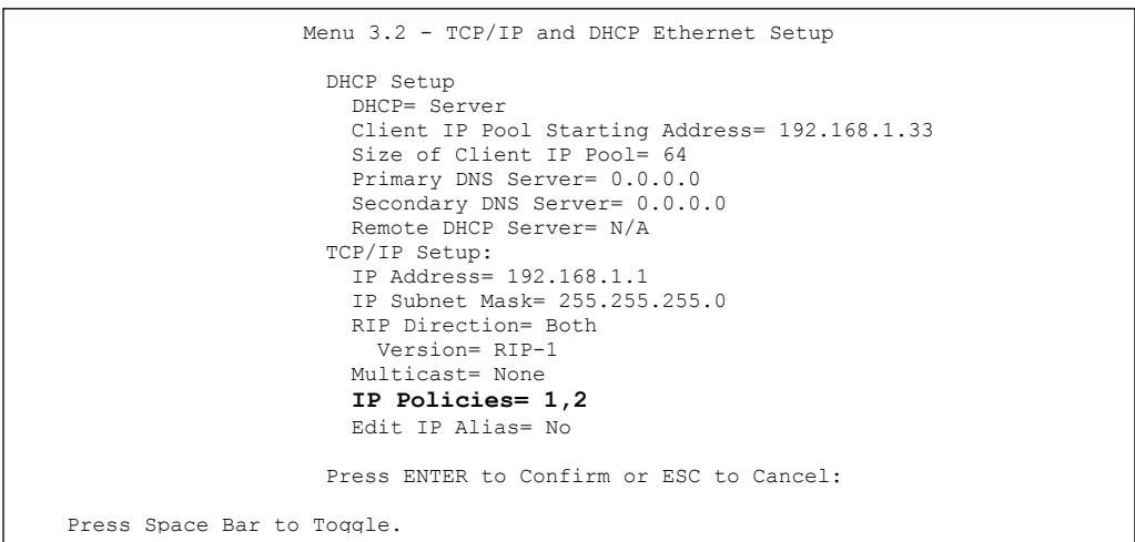 ZYXEL PRESTIGE 652HI - IP Policy Routing Example - 3