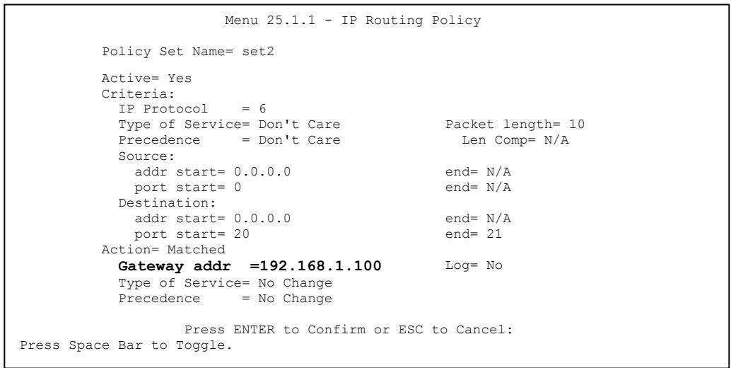 ZYXEL PRESTIGE 652HI - IP Policy Routing Example - 2