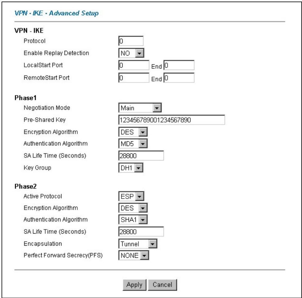 ZYXEL PRESTIGE 652HI - Configuring Advanced IKE Settings - 1