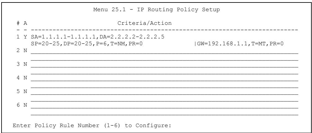 ZYXEL PRESTIGE 652HI - IP Routing Policy Setup - 2