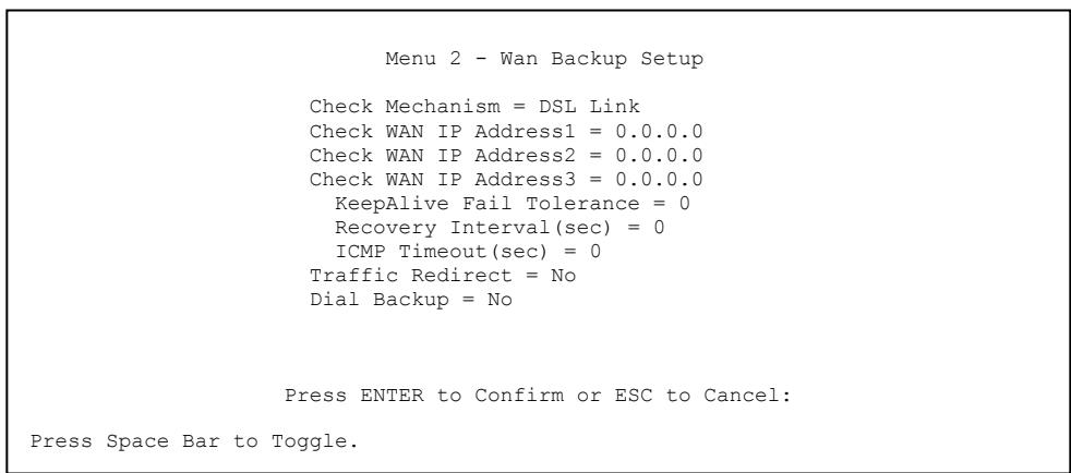 ZYXEL PRESTIGE 652HI - Configuring Dial Backup in Menu 2 - 1