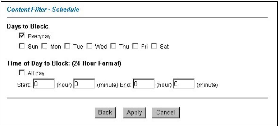 ZYXEL PRESTIGE 652HI - Configuring the Schedule - 1