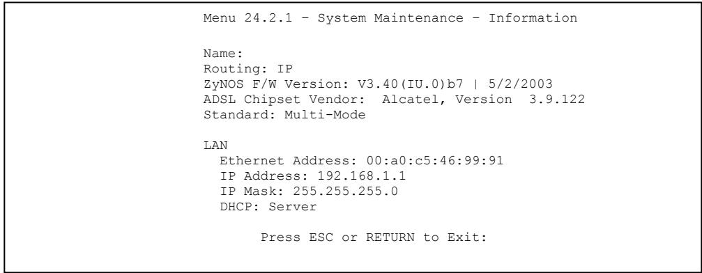 ZYXEL PRESTIGE 652HI - System Information - 1