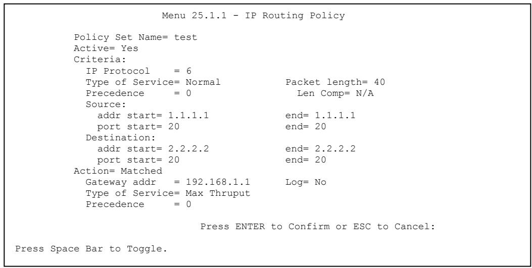 ZYXEL PRESTIGE 652HI - IP Routing Policy Setup - 3