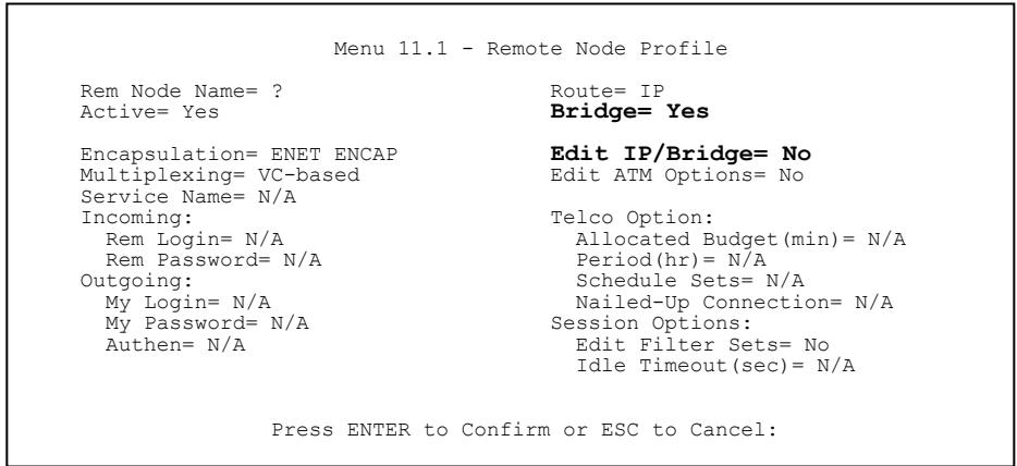 ZYXEL PRESTIGE 652HI - Remote Node Bridging Setup - 1