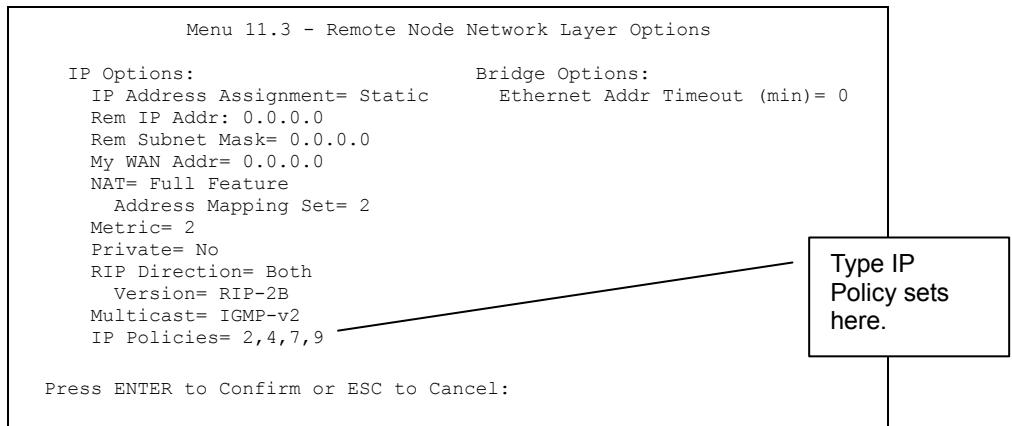 ZYXEL PRESTIGE 652HI - Ethernet IP Policies - 1