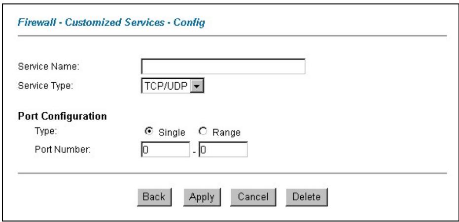 ZYXEL PRESTIGE 652HI - Creating/Editing A Customized Service - 1