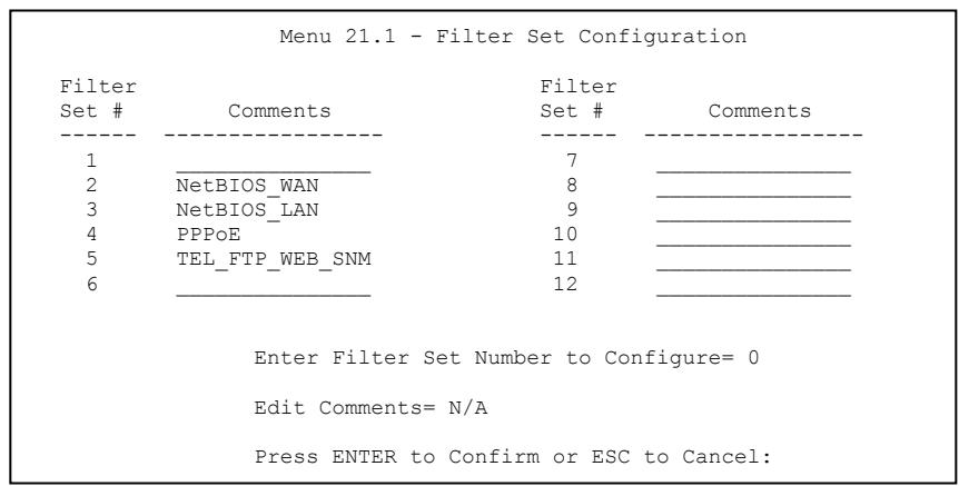 ZYXEL PRESTIGE 652HI - Configuring a Filter Set for the Prestige 652 - 1