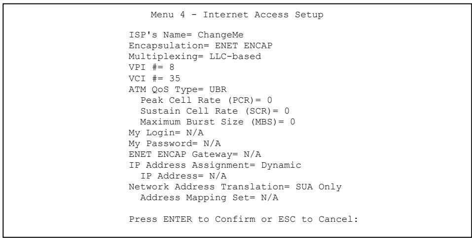 ZYXEL PRESTIGE 652HI - Internet Access Configuration - 1
