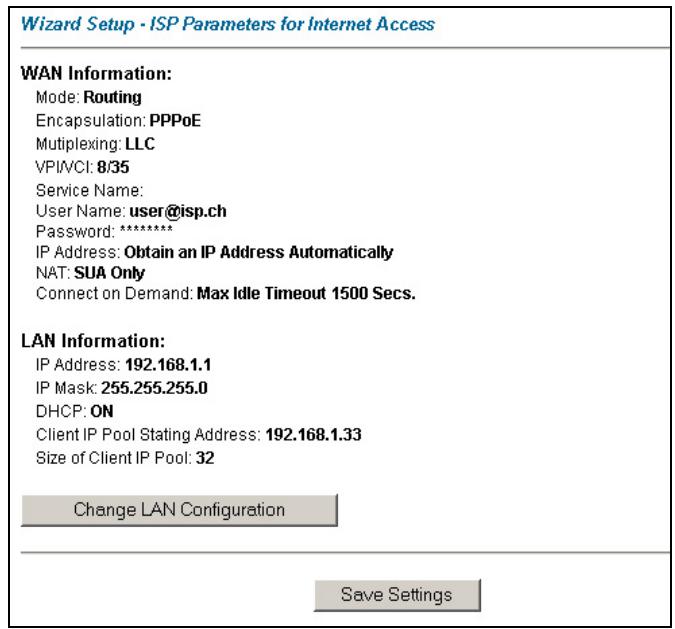 ZYXEL PRESTIGE 652HI - Wizard Setup Configuration: Third Screen - 1