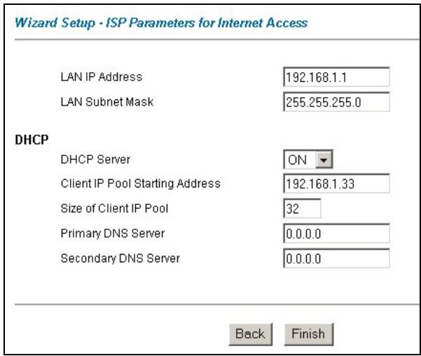 ZYXEL PRESTIGE 652HI - Wizard Setup Configuration: Third Screen - 2