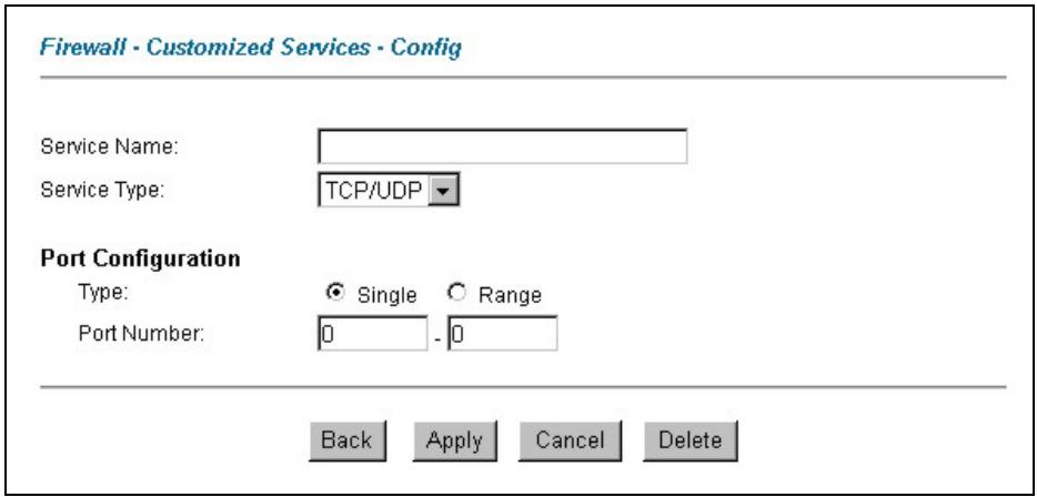 ZYXEL PRESTIGE 652HWI - Creating/Editing A Customized Service - 1
