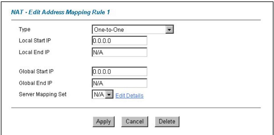 ZYXEL PRESTIGE 652HWI - Editing an Address Mapping Rule - 1