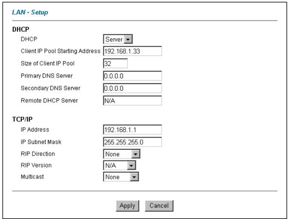ZYXEL PRESTIGE 652HWI - Configuring LAN - 1