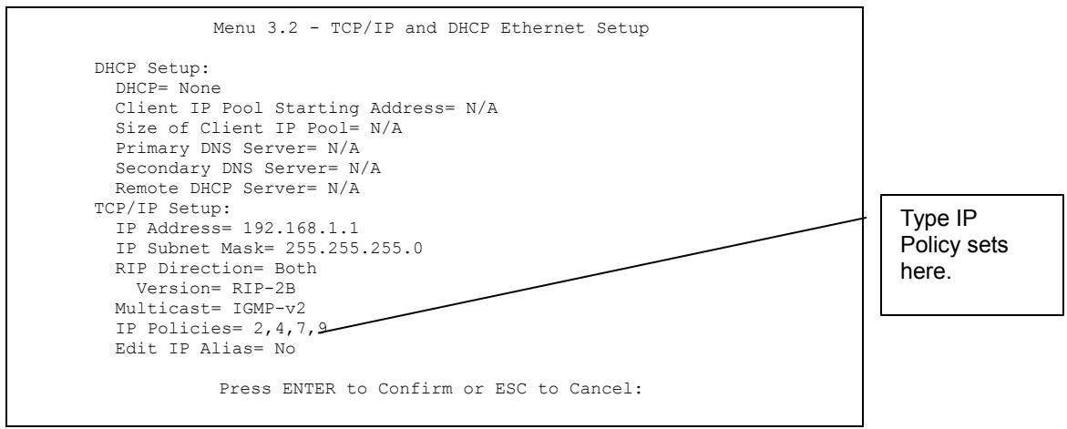 ZYXEL PRESTIGE 652HWI - Ethernet IP Policies - 1