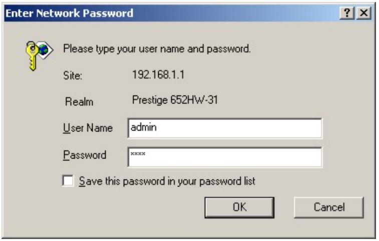 ZYXEL PRESTIGE 652HWI - Accessing the Prestige Web Configurator - 1