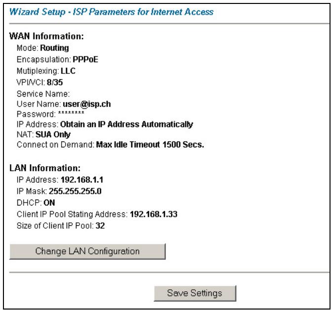 ZYXEL PRESTIGE 652HWI - Wizard Setup Configuration: Third Screen - 1