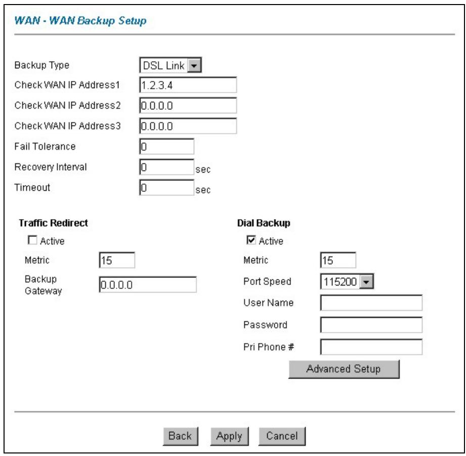 ZYXEL PRESTIGE 652HWI - Configuring WAN Backup - 1