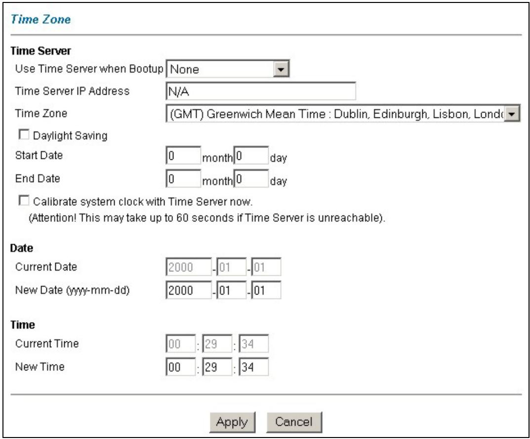 ZYXEL PRESTIGE 652HWI - Configuring Time Zone - 1