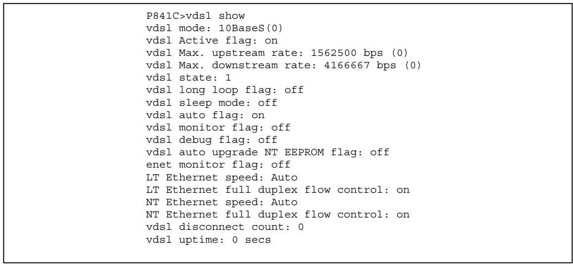 ZYXEL PRESTIGE 841C - VDSL Show Command - 1