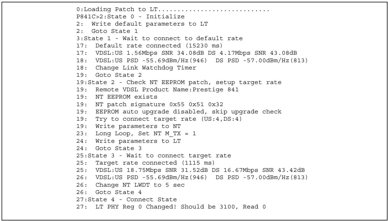 ZYXEL PRESTIGE 841C - VDSL Debug Command - 1