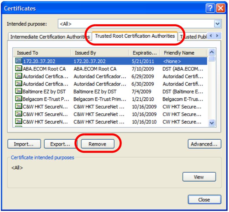 ZYXEL ZYWALL USG 20 - Removing a Certificate in Internet Explorer - 3