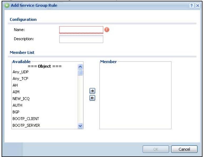 ZYXEL ZYWALL USG 20 - The Service Group Add/Edit Screen - 1