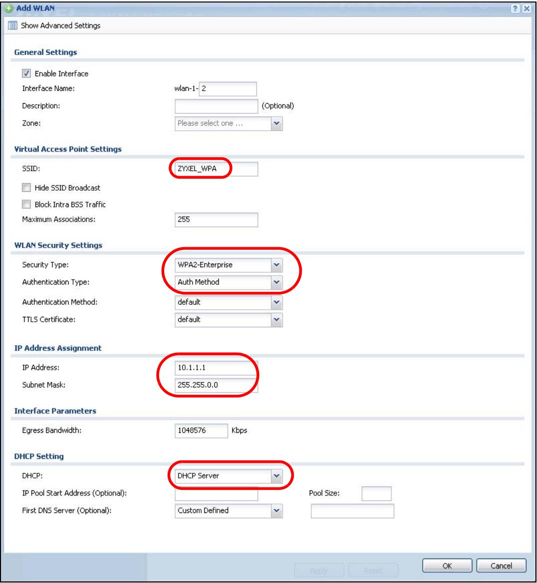 ZYXEL ZYWALL USG 20 - Create the WLAN Interface - 1