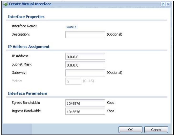ZYXEL ZYWALL USG 20 - Virtual Interfaces Add/Edit - 1