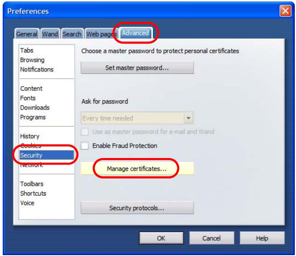 ZYXEL ZYWALL USG 20 - Removing a Certificate in Opera - 2