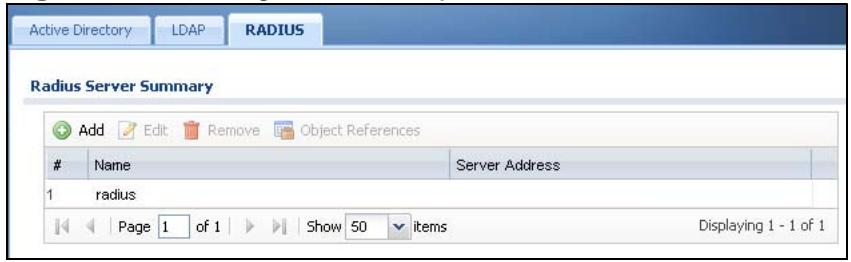 ZYXEL ZYWALL USG 20 - RADIUS Server Summary - 1