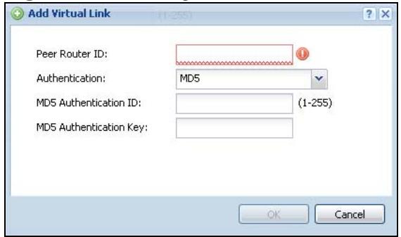 ZYXEL ZYWALL USG 20 - Virtual Link Add/Edit Screen - 1