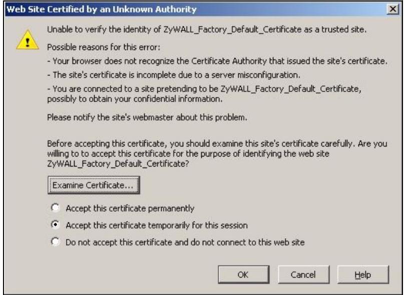 ZYXEL ZYWALL USG 20 - Netscape Navigator Warning Messages - 1